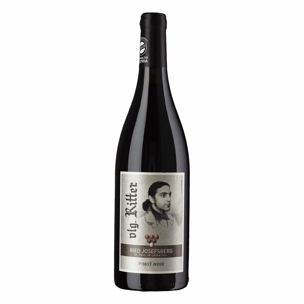 Eleganter Weinflasche Weingut vulgo Ritter, Ried Josefsberg, Pinot Noir, ideal für Weinliebhaber, nachhaltige Österreichischer Wein.