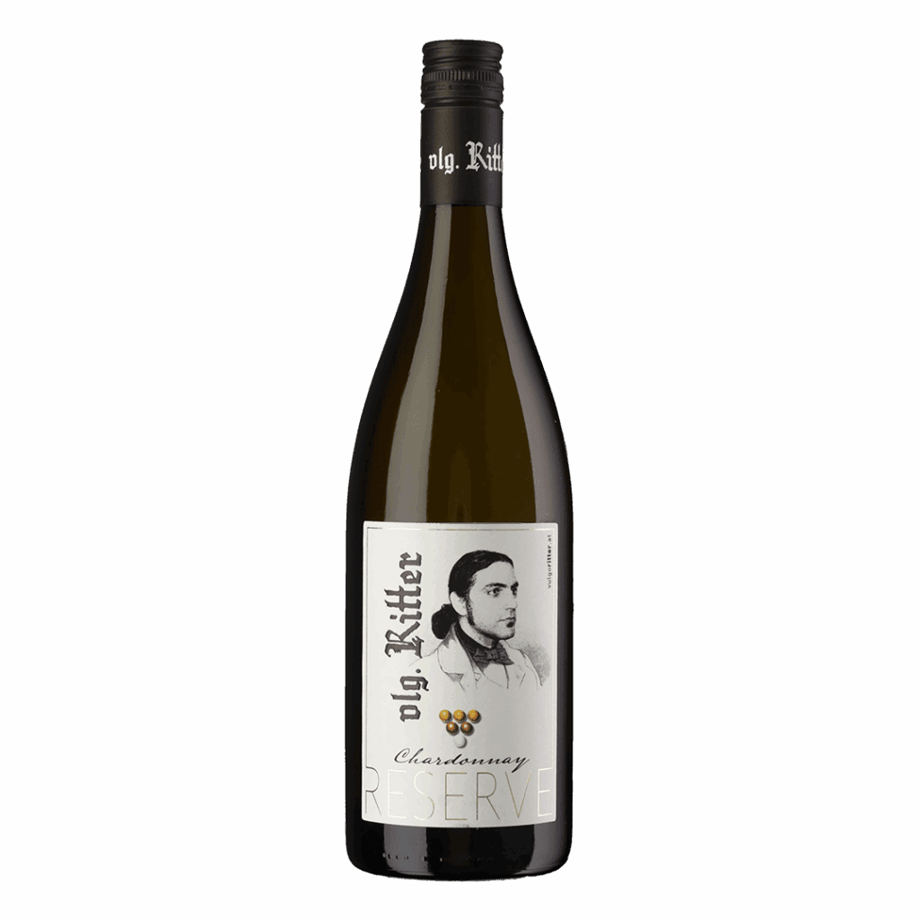 Chardonnay Weinflasche vom Weingut vulgo Ritter, exklusivstes Weingut für Chardonnay Weine in Österreich, ideal für Weinliebhaber und Sammler, hochwertiger Chardonnay aus österreichischer Kelterei.